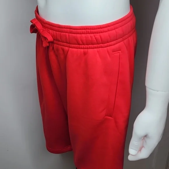 UNDER ARMOUR SWEAT SHORTS, THE COLOR IS BEAUTIFUL RED WOTH WHITE LOGO, LARGE (L) - Picture 3 of 12